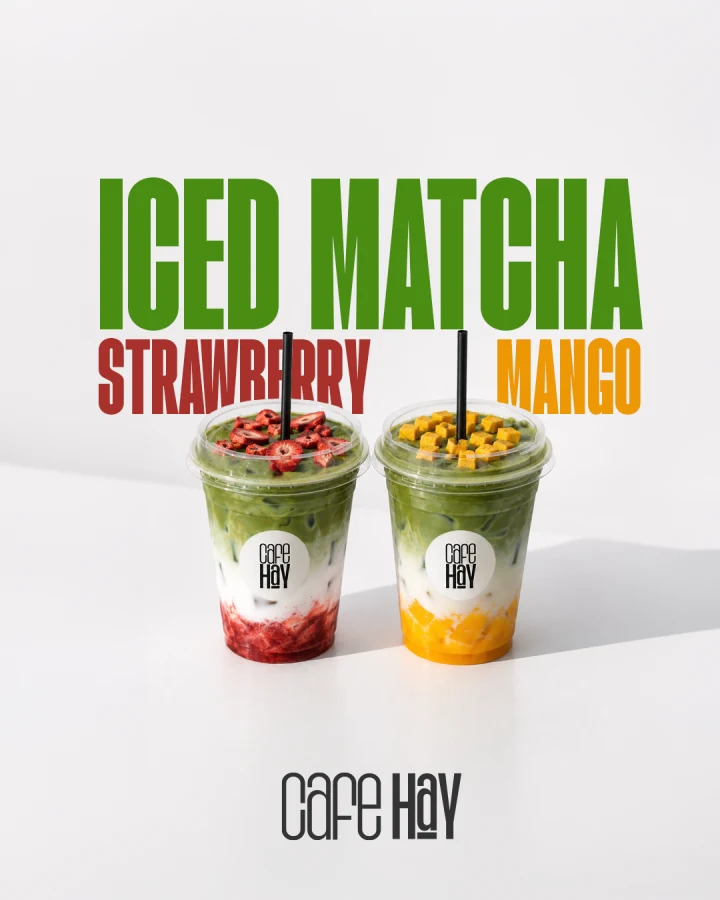 Iced Matcha — Social-Media-Design für Cafe Hay